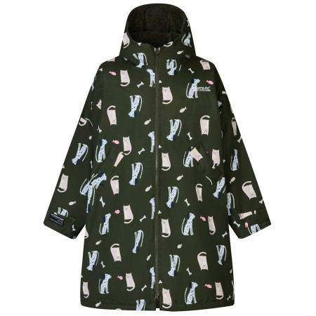Cappotto impermeabile per bambini Regatta Junior Changing Robe Dark Khaki Cat Dog khaki Dark Khaki Cat Dog