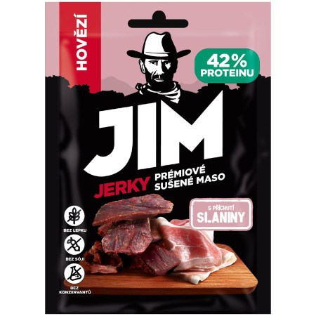 Carne secca Jim Jerky Jerky carne essiccata di manzo con pancetta 23g
