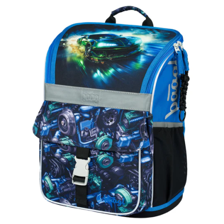Zaino per la scuola elementare Baagl Zippy blu/nero Závodní auto