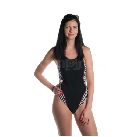 Costume da bagno da donna Aquawave Cintura nero White/Black/CalypsoCoral