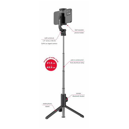 Bastone selfie Swissten BLUETOOTH SELFIE STICK ALUMINUM TRIPOD PRO