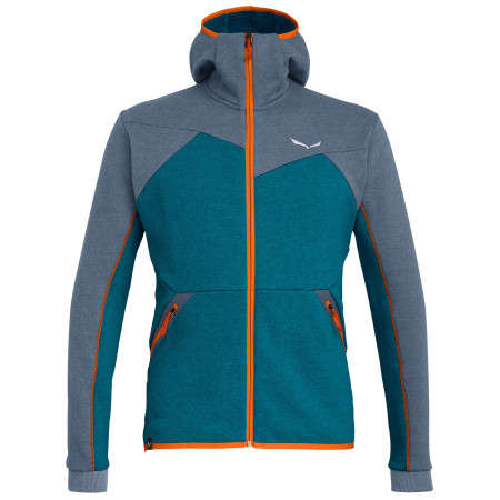 Felpa da uomo Salewa Solid Logo Dry M FZ HDY blu/grigio FlintStoneMelange/