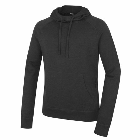 Felpa da uomo MOOA Merino Hoodie nero black melange