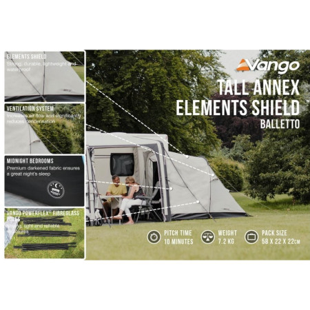 Tenda a veranda per minibus e van Vango Tall Annex Elements Shield - Balletto