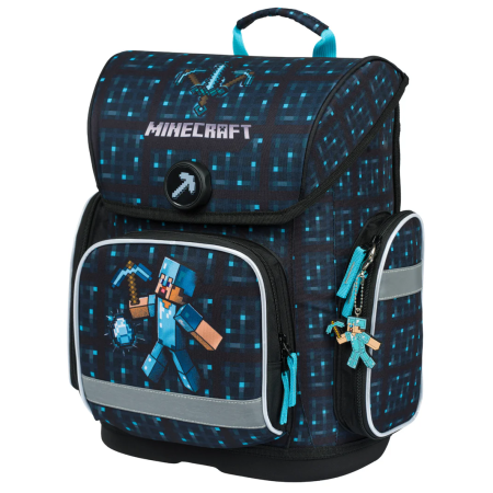 Zaino per la scuola elementare Baagl Ergo nero/blu Minecraft Blue Axe