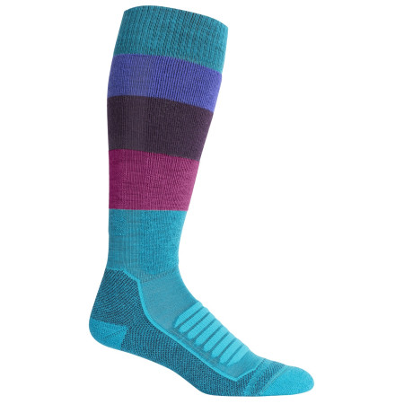 Calze al ginocchio da donna Icebreaker W's Ski+ Medium OTC wide stripes turchese/blu ArcticTeal