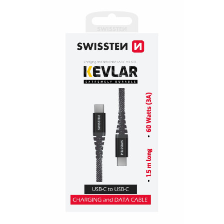 Cavo di ricarica e trasmissione Swissten Kevlar USB-C/USB-C 1,5 m
