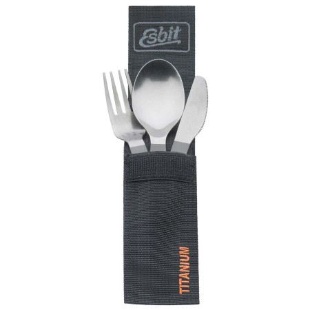 Posate di titanio Esbit con moschettone e portaposate