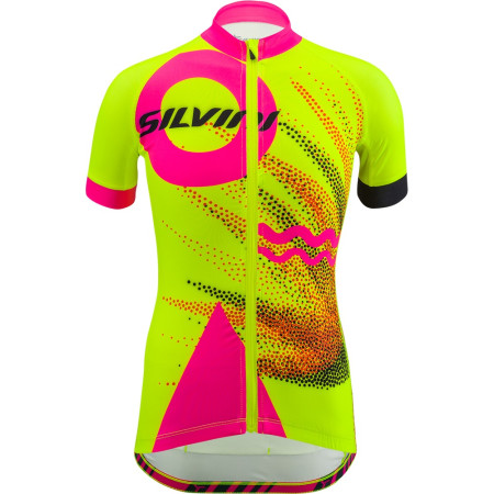 Maglia da ciclismo per bambini Silvini Tanaro giallo/rosa NeonPink