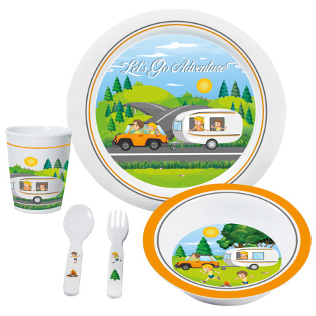 Set di piatti per bambini Brunner Let's Go Adventure 3+ bianco