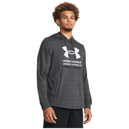 Felpa da uomo Under Armour UA Rival Terry Graphic Hood grigio Gray