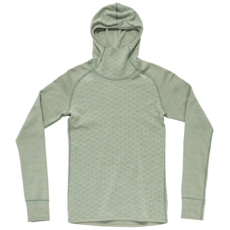 Maglietta sportiva da donna Devold Kvitegga Merino 230 Hoodie Wmn verde chiaro RAW WHITE