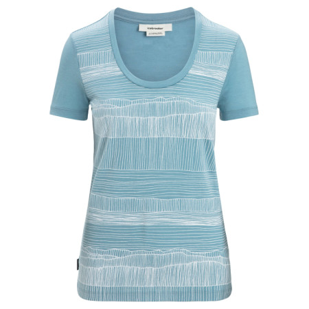 Maglietta sportiva da donna Icebreaker Tech Lite II SS Scoop Tee Reflection Lines azzurro Astral Blue