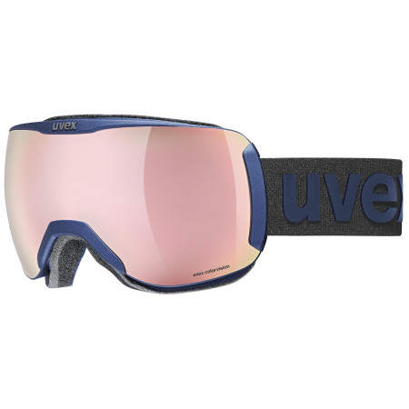 Occhiali da sci da donna Uvex Downhill 2100 WE blu navy mat SL/rose-green