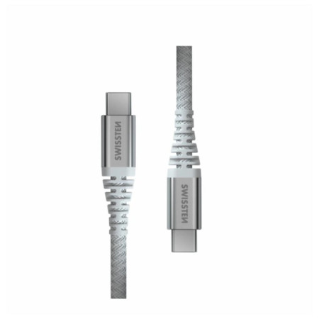 Cavo Swissten Kevlar USB C / USB C 1,5 m bianco white