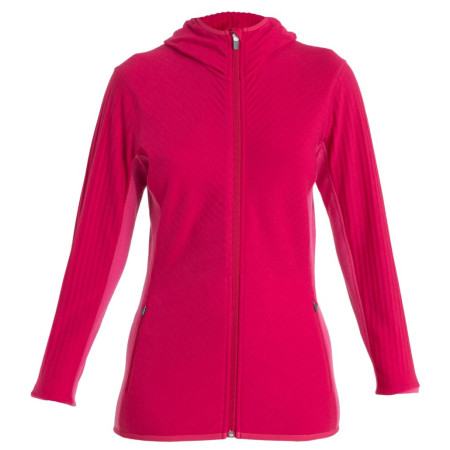 Felpa tecnica da donna Icebreaker Descender LS Zip Hood rosa Electron Pink/Tempo