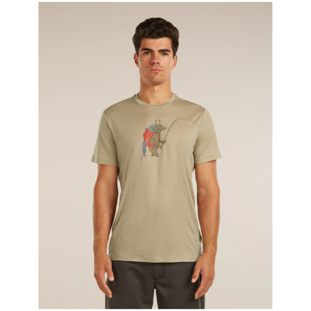 Maglietta funzionale da uomo Icebreaker Merino 150 Tech Lite SS Tee Bear Catch beige FLAGSTONE