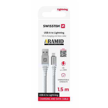 Cavo Swissten Aramid Reinforced USB / Lightning 1,5 m