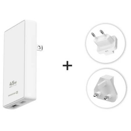 Adattatore Swissten World Travel Charger 45W GaN USB-C + USB-A