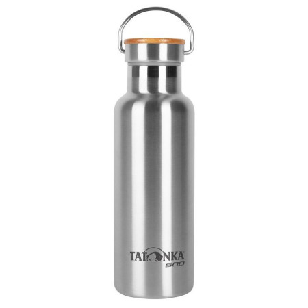 Bottiglia termica in acciaio inox Tatonka Hot + Cold Stuff Bamboo Lid 500 argento