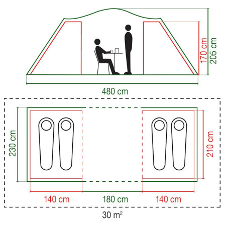 Tenda per 4 persone con 2 anticamere Coleman Spruce Falls 4