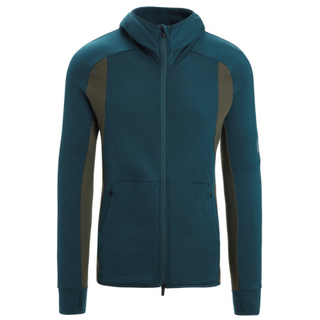 Felpa funzionale da uomo Icebreaker Merino Quantum ZoneKnit™ LS Zip Hoodie verde Green Glory/Loden/Cb