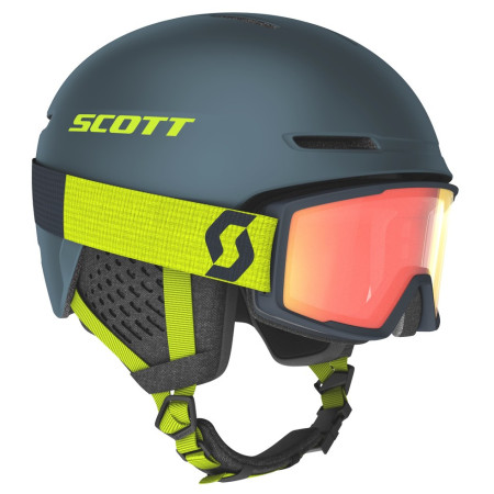 Set di casco e occhiali Scott Helmet Track + brýle Factor grigio/verde storm grey/ultralime yellow