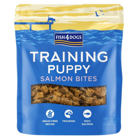 Snack per cani Fish4Dogs Training Salmon Bites Puppy 80g