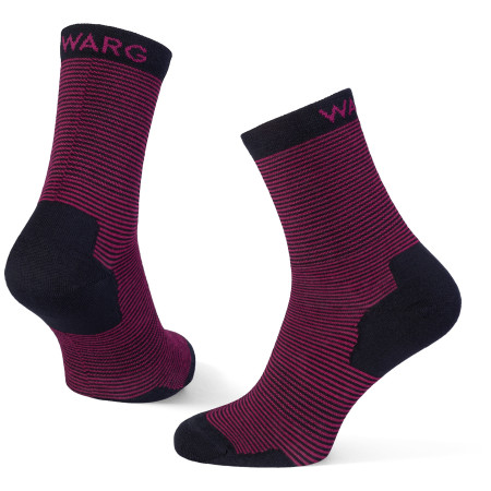 Calze Warg Happy Merino W Mini Stripes nero/rosa Black/Pink