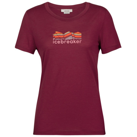Maglietta da donna Icebreaker Tech Lite II SS Tee Mountain Geology rosso cherry