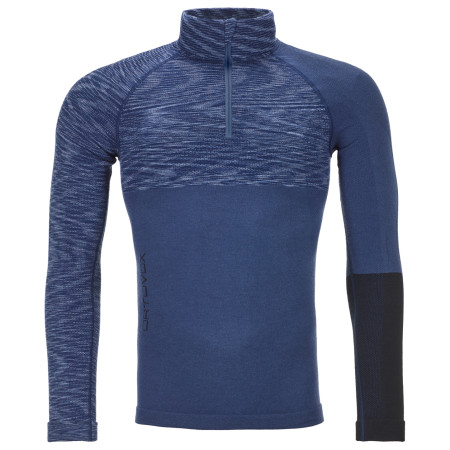 Maglietta da uomo Ortovox Merino Competition Zip Neck M blu Nightblueblend