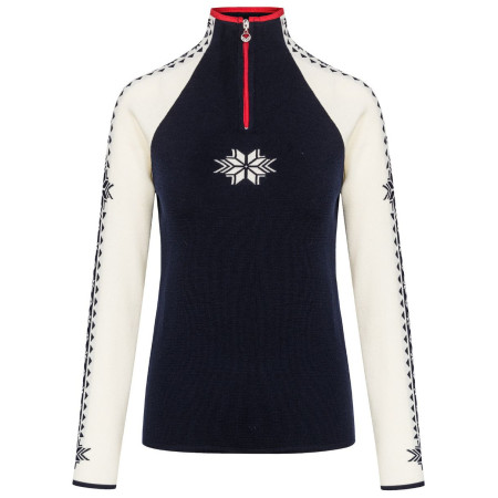 Maglione da donna Dale of Norway Geilo Fem Sweater blu scuro/bianco Navy Offwhite Raspberry