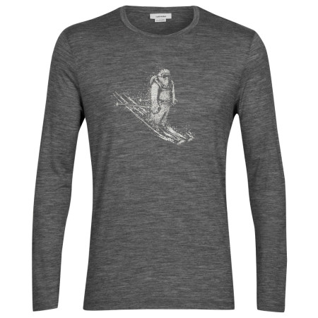 Maglietta da uomo Icebreaker Tech Lite II LS Tee Skiing Yeti grigio gritstone heather