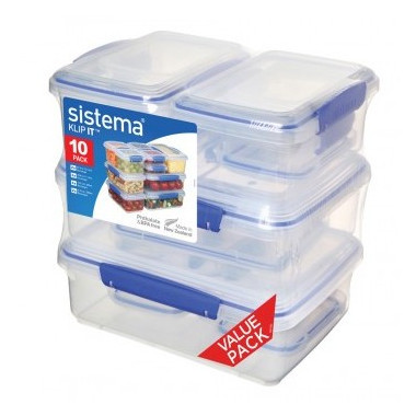 Scatola per alimenti Sistema Ten Pack Sw Trasparente Transparent with blue clips
