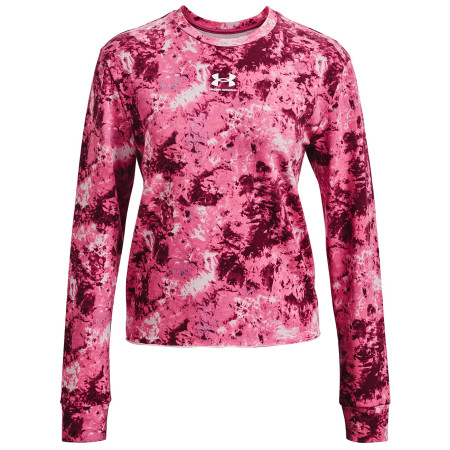 Felpa da donna Under Armour Rival Terry Print Crew rosa Pace Pink/White