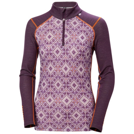 Maglietta sportiva da donna Helly Hansen W Lifa Merino Midw Gra 1/2 Zip viola Amethyst Star Pixel