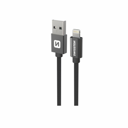 Cavo di ricarica e trasmissione Swissten Textile USB / Lightning 1,2 m nero černá