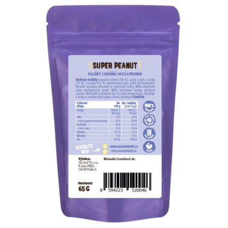 Alimentazione sportiva SNACKin BALLS Super Peanut 65 g