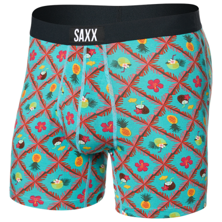 Boxer Saxx Ultra Super Soft Boxer Brief Fly turchese pina colada plaid-aqua