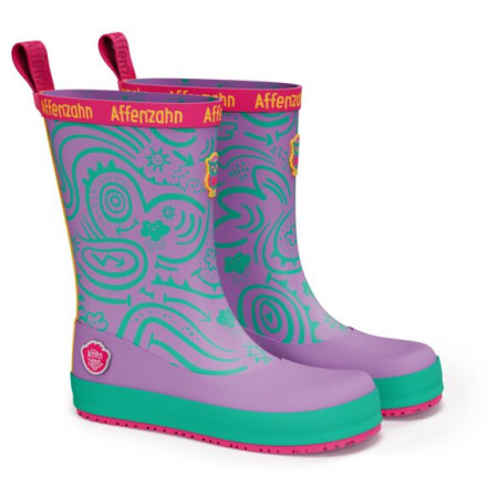 Stivali da pioggia per bambini Affenzahn Rainboot Vegan Plashy Owl viola Owl
