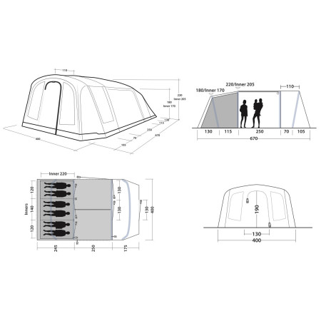 Tenda familiare per 6 persone Outwell Sacramento 6 Air