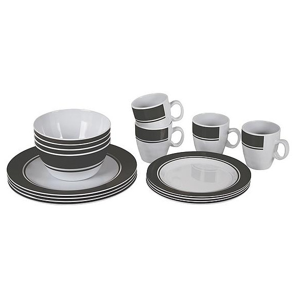 Set di stoviglie Bo-Camp Dinner set 16 bianco/grigio White/Gray