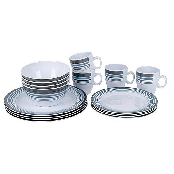 Set di stoviglie Bo-Camp Dinner set 16 blu/bianco White/Navy