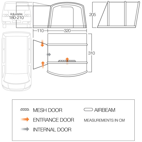 Tenda per minibus Vango Cove III Air Low