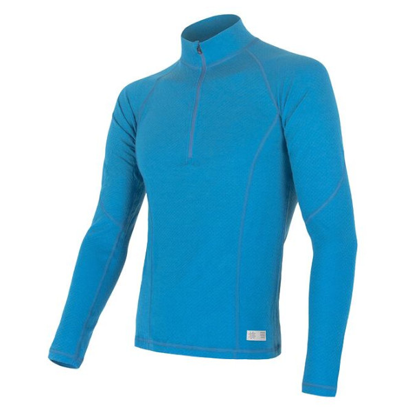 Maglietta da uomo Sensor DF Merino Wool dl.r. zip blu Blue