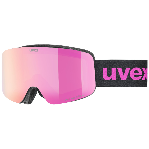 Occhiali da sci Uvex Pwdr FM nero/rosa black matt dl/pink-clear