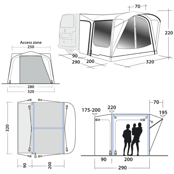 Tenda per minibus Outwell Parkville 200SA