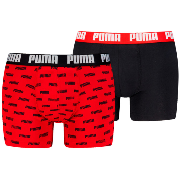 Boxer da uomo Puma Everyday Aop Print Boxer 2P nero/rosso Red / Black