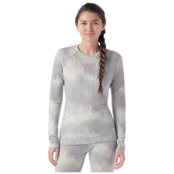 Maglietta sportiva da donna Smartwool W Classic Thermal Merino BL Crew Boxed grigio/bianco light gray foggy pines