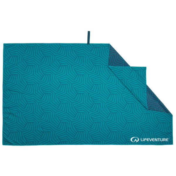 Asciugamano ad asciugatura rapida LifeVenture Printed SoftFibre Trek Towel turchese GeometricTeal